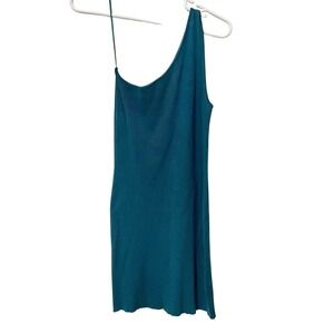 House of Harlow‎ Ribbed One Shoulder Dress Sleeveless Teal Blue Casual Party